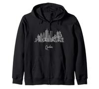 Quebec Francés Ciudad Horizonte Viajes Recuerdos Negro Paisaje Urbano Sudadera con Capucha