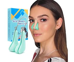 QUECC Corrector de nariz sin dolor corrector de puente de nariz suave de silicona para adelgazar la nariz dispositivo de rinoplastia herramienta de pinzas de elevación para la nariz (unisex) (verde)