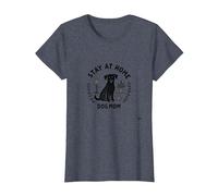 Quédate en casa Dog Mom Cozy Pet Lover Camiseta, Mujer, Azul Jaspeado, XS
