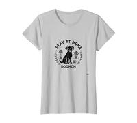 Quédate en casa Dog Mom Cozy Pet Lover Camiseta, Mujer, Plata, 3XL