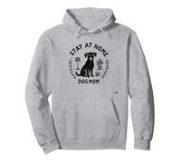 Quédate en casa Dog Mom Cozy Pet Lover Sudadera con Capucha, Unisex para Adultos, Gris Jaspeado, L