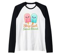 Quédate Fresco Dulce Amigo Linda Paleta de Dibujos Animados Cita de Verano Camiseta Manga Raglan