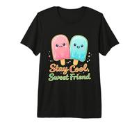 Quédate Fresco Dulce Amigo Linda Paleta de Dibujos Animados Cita de Verano Camiseta Premium
