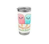 Quédate fresco dulce amigo linda paleta de dibujos animados cita de verano Vaso térmico de acero inoxidable de doble pared