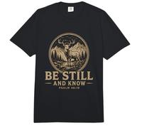 Quédate quieto y Conoce el Salmo 4610 Ciervo en la Fe de la Montaña Comfort Colors Adult Heavyweight T-Shirt