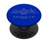 Quédate quieto y sé Que Soy Dios Ocean Bible Scripture Beach PopSockets PopGrip Adhesivo