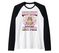 Queef Queen Hear My Kitty Purr Royal Cat Rainbow Camiseta Manga Raglan