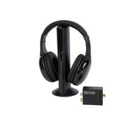 Queemie Auriculares de TV inalámbricos con radio FM y monitor, decodificador digital, Over-Ear para adultos y ancianos, compatible con ordenador TV