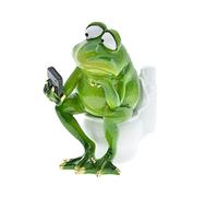 Queemie® Funny Frog Sitting on Toilet Figurine, Thinker Froggy Sculpture Statue, Mascot Frogs Animals Resin Crafts Collectible Figurines for Home Office Bathroom Garden Decoration