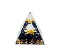 Queemie Metafísica Obsidiana Cristal Orgón Pirámide con Flor de Vida Curación Cristal Positiva Energía Generador para Antiestrés Meditación Casa Oficina Decoración Regalos