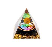 Queemie Ojo de Tigre Cristal Orgón Pirámide Energía Positiva, Obsidiana Orgonita Pirámides Protección Cristales Energía Torre para Reducir Estrés Sanación Meditación Atraer Riqueza Suerte