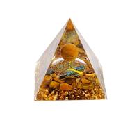 Queemie Ojo de Tigre Cristal Orgone Pirámide, Árbol de Vida Parche Resina Orgonita Pirámides Protección Cristales Energía Torre para Reducir Estrés Sanación Meditación Atraer Riqueza Suerte