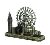 Queemie® Retro Ciudad Bronce London Eye Big Ben Tower Bridge Modelo Metal Estatua UK Figuras Coleccionables Clásico Sala de Estar Decoración del Hogar para Regalos Fiesta Escritorio Decoración