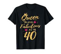 Queen and Fabulous At 40 Camisa de cumpleaños dorada para mujer Camiseta