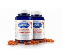 Queen Charlotte Sockey Queen - Aceite puro de salmón salvaje rojo del Pacífico, 2 paquetes de 120 cápsulas (Omega 3 y Astaxantina)