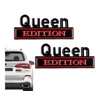 Queen Edition Emblem - Sovereign Graphic, Set of 2 Plate for Motor Transport, Alloy Signage with Weatherproof Coat, Car Component, Silver Ornament for Caravan, Scooters and Trunk Lid