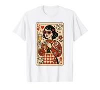 Queen Hearts - Tarjeta Retro para niña, diseño de Dados de champán Camiseta gráfica económica, Hombre, Blanco, S