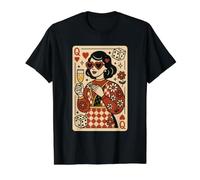Queen Hearts - Tarjeta Retro para niña, diseño de Dados de champán Camiseta gráfica económica, Hombre, Negro, XL