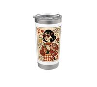 Queen Hearts - Tarjeta retro para niña, diseño de dados de champán Vaso térmico de acero inoxidable de doble pared
