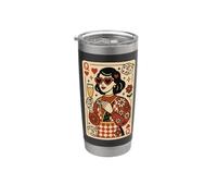 Queen Hearts - Tarjeta retro para niña, diseño de dados de champán Vaso térmico de acero inoxidable de doble pared