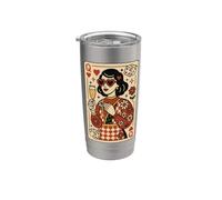 Queen Hearts - Tarjeta retro para niña, diseño de dados de champán Vaso térmico de acero inoxidable de doble pared