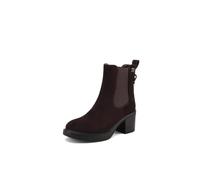 QUEEN HELENA Botines Chelsea de tacón ancho para mujer X35-82 | Inserción lateral acanalada, tacón ancho de 7 cm, plataforma delantera, puntera redondeada y detalle metálico en la parte