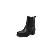 QUEEN HELENA Botines Chelsea de tacón ancho para mujer X35-82 | Inserción lateral acanalada, tacón ancho de 7 cm, plataforma delantera, puntera redondeada y detalle metálico en la parte