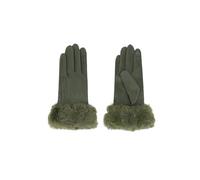 QUEEN HELENA G03-2 - Guantes de invierno de ante con pelo suave, cálidos, elegantes, para mujer, Militar, Talla única