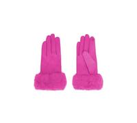 QUEEN HELENA Guantes de invierno de ante con pelo suave cálidos y elegantes para mujer G03-1, fucsia, Talla única