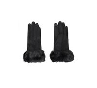 QUEEN HELENA Guantes de invierno de ante con pelo suave cálidos y elegantes para mujer G03-1, Negro , Talla única
