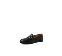 QUEEN HELENA Mocasines de Cuero Bajos con Hebilla Francesina Casual Mujer QH7001, Negro , 41 EU