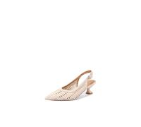 QUEEN HELENA Slingback de tacón bajo para mujer ZM11016, beige, 39 EU