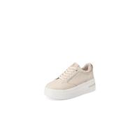 QUEEN HELENA Zapatillas de deporte de plataforma altas cómodas casuales para mujer X33-7, beige, 39 EU