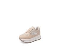 QUEEN HELENA Zapatillas de plataforma altas Zapatillas de deporte Casual Mujer X32-32, X34 25 Beige, 38 EU