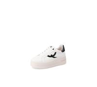 QUEEN HELENA Zapatillas de plataforma con pedrería, zapatillas altas informales, para mujer, X33-8, Blanco y negro, 37 EU