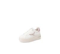QUEEN HELENA Zapatillas de plataforma con pedrería, zapatillas altas informales, para mujer, X33-8, Blanco y rosa., 38 EU