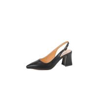 QUEEN HELENA Zapatos de tacón bajo para mujer ZM9639 con punta cerrada, Negro , 39 EU