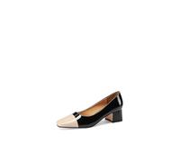 QUEEN HELENA Zapatos de tacón bajo zapatos elegantes mujer ZM9702-1, Negro E Beige, 41 EU