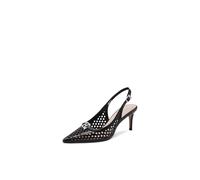 QUEEN HELENA Zapatos de tacón Slingback para mujer perforados con tacón medio K4510, Negro , 35 EU
