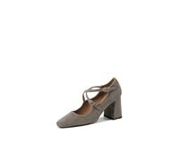 QUEEN HELENA ZM10009 - Zapatos elegantes con tacón medio para mujer, verde caqui, 35 EU