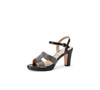 QUEEN HELENA ZM9941 - Sandalias elegantes con pedrería con correa y tacón para mujer, Negro , 37 EU