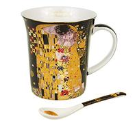 Queen Isabell - Taza de café con cuchara, porcelana, diseño de El beso de Gustav Klimt (300 ml)