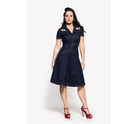 Queen Kerosin 50s swing vestido de mezclilla wit bordado QK4211015338 Denim L