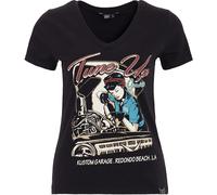 Queen Kerosin camisa de manga corta wit moda con cuello en Vitt QK4195358075 Negro L