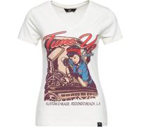 Queen Kerosin camisa de manga corta wit moda cuello en Vitt QK4195358075 Offwhite S