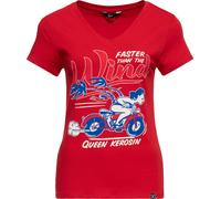 Queen Kerosin Camiseta básica de mujer con cuello en V "Wind" QKU41018 3XL