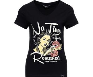 Queen Kerosin Camiseta Básica de Mujer Cuello en V "No Time" QKU41016 M
