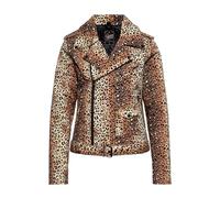 Queen Kerosin Chaqueta de motorista para mujer, estilo motero, corte ajustado, leo, aspecto de leopardo, rebelde, mujer, Rockabella, 50S, Rockabilly, vintage, Rock 'N' Roll, leopardo, M