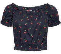 Queen Kerosin Cherry Blusa de mujer, negro-rojo, tamaño XS