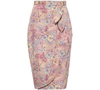 Queen Kerosin falda lápiz wit Hawaiian all-over pattern and wrap look QK4200721176 Coral XXL